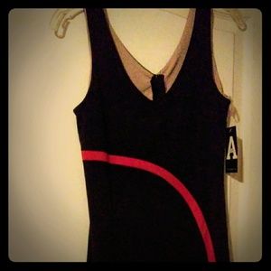Women's black and red midcalf cocktail dress